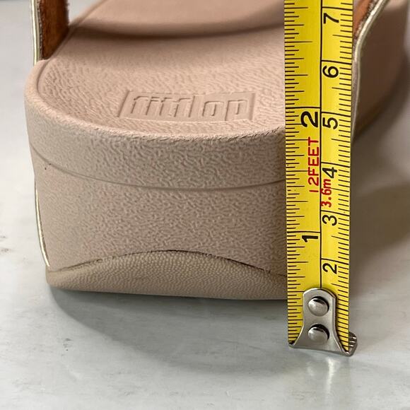 Fitflop Lulu Shimmerfoil Platform Toe-Thongs Sandal Gold Women 5 NWB - Picture 8 of 11